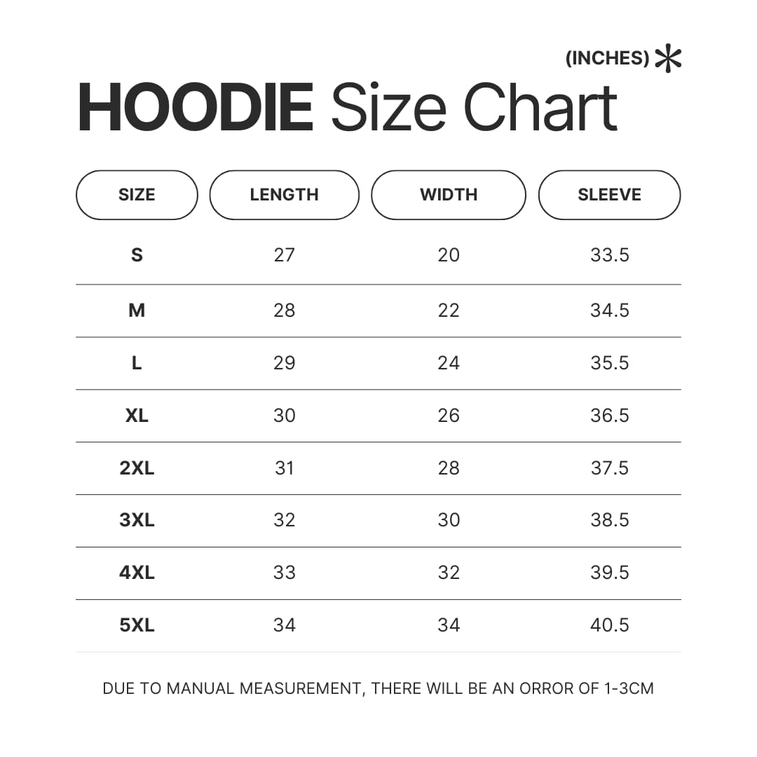 Hoodie Size Chart - Mashle Merch