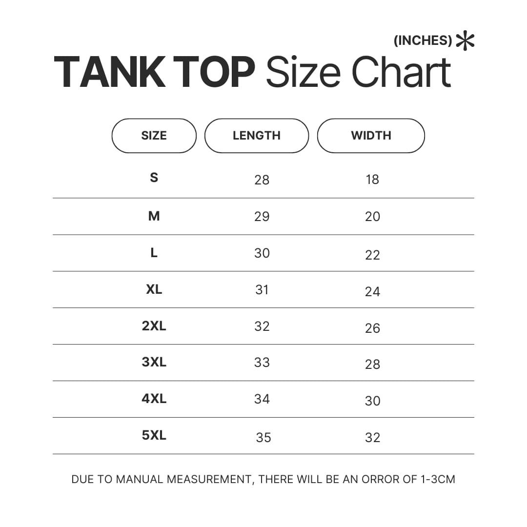 Tank Top Size Chart - Mashle Merch