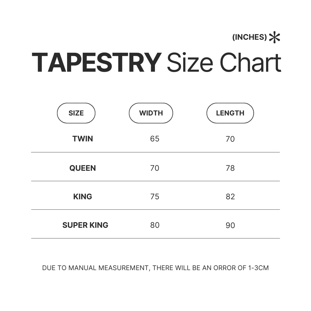 Tapestry Size Chart - Mashle Merch