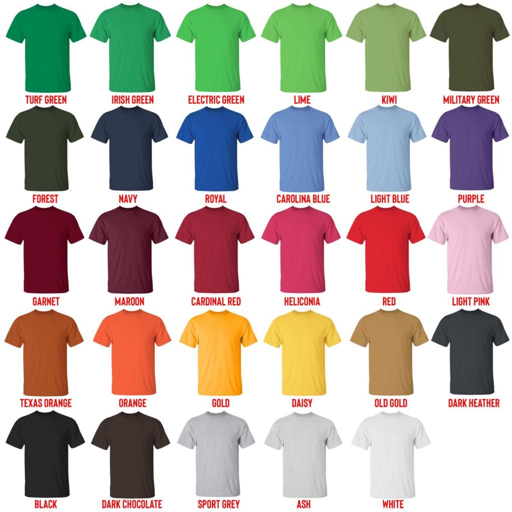 t shirt color chart - Mashle Merch