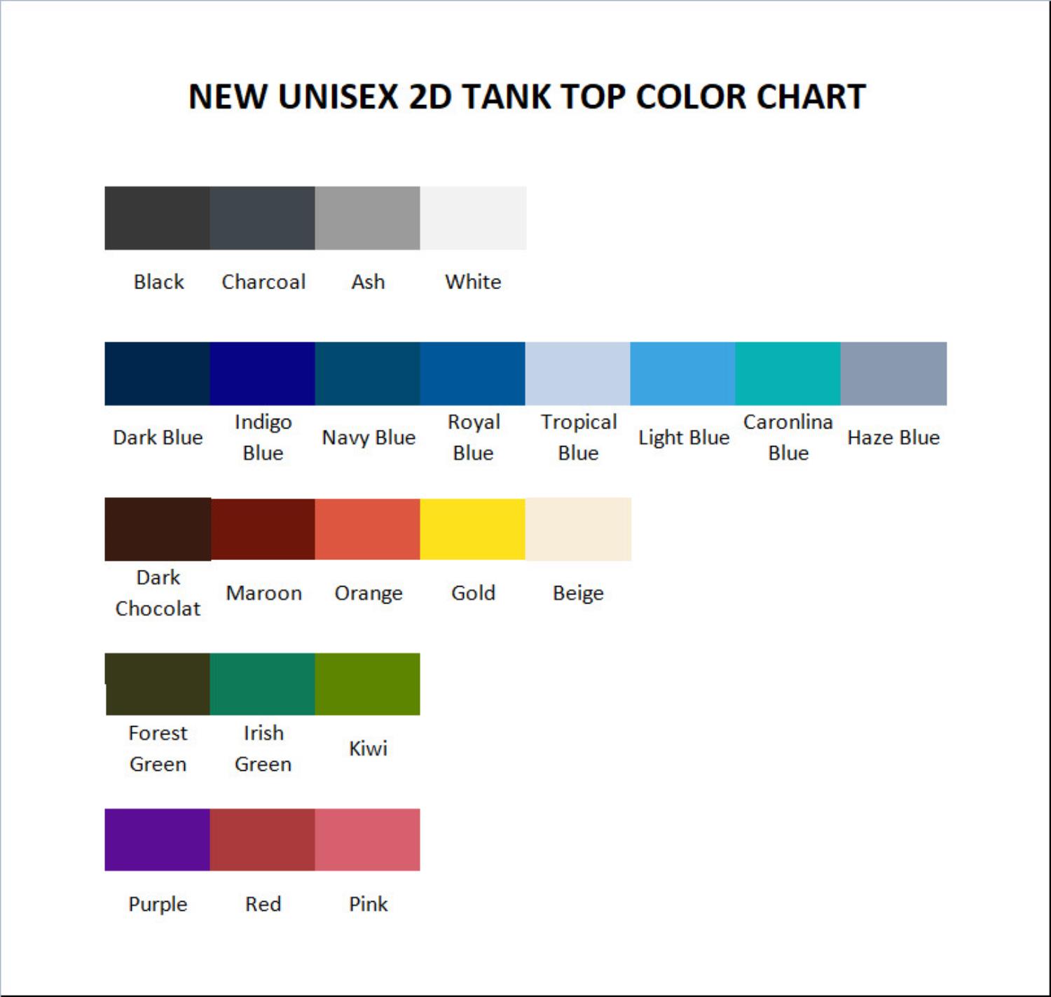 tank top color chart - Mashle Merch